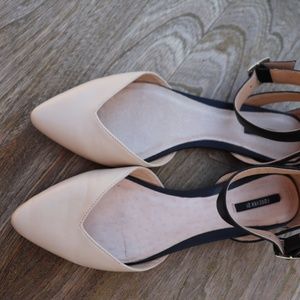 Flats with ankle strap, nude,  size 9